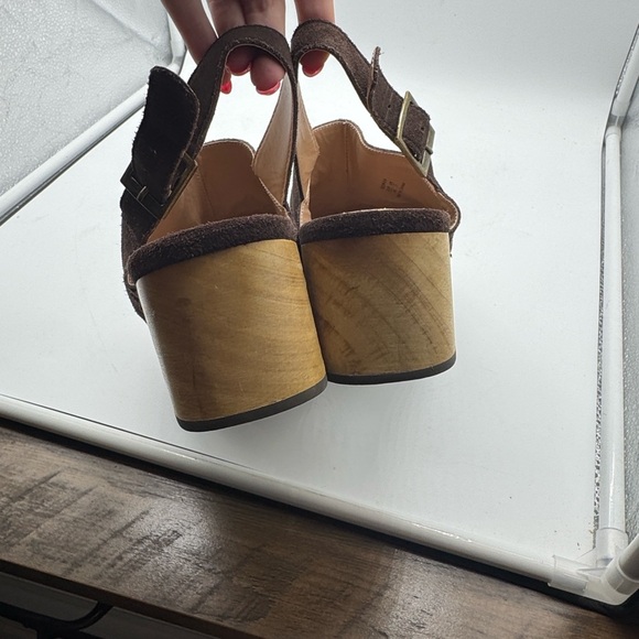 Anthropologie Silent D Georgia Suede Leather Slingback Clogs Brown Size 40 - Picture 5 of 16